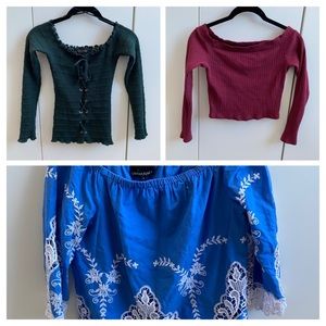 Pack of 3 off the shoulder tops!